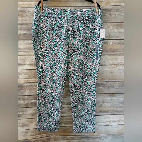 Land's End starfish slim leg floral pants, size Large, NWOT - Picture 1 of 5